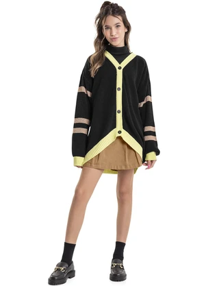 Gloss - Cardigan em Tricô Juvenil Preto - GLOSS