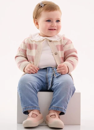 Up Baby - Cardigan em Tricô Unissex para Bebê Rosa - UP BABY