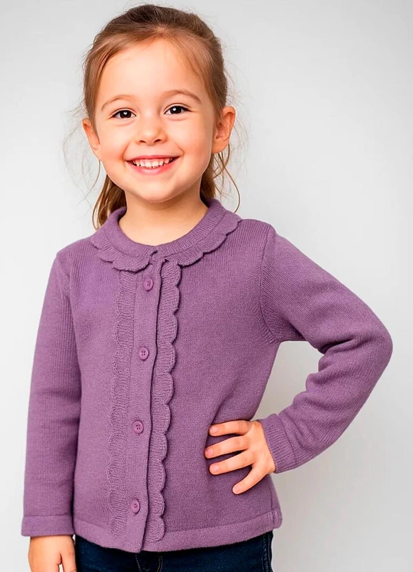 Anadoda - Cardigan Infantil com Babado Lilas