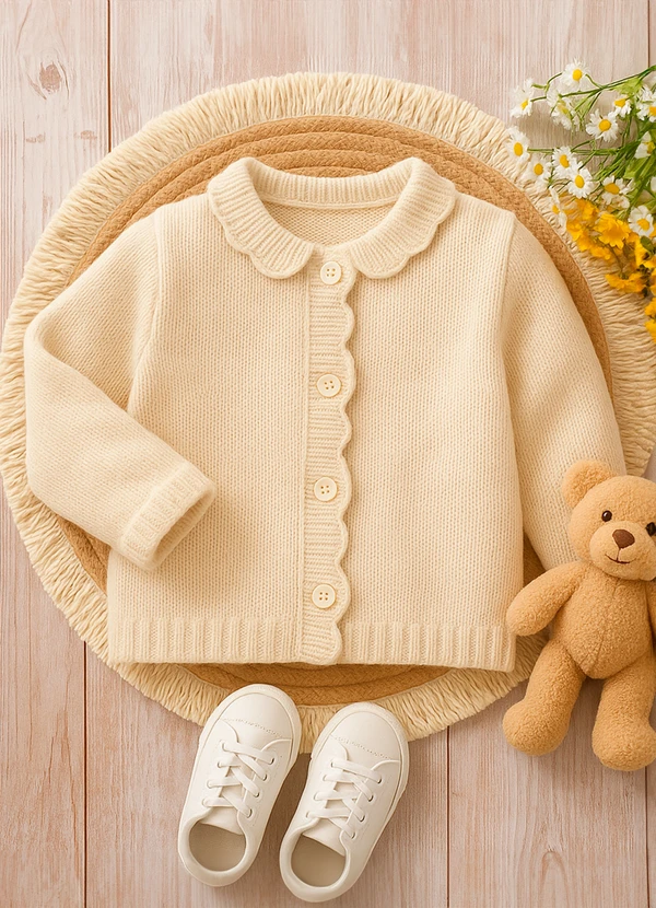 Anadoda - Cardigan Infantil com Babado  Off 2