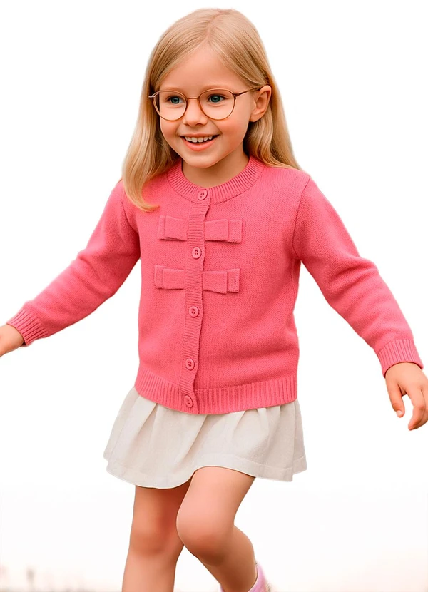 Anadoda - Cardigan Infantil com Laços Rosa 2