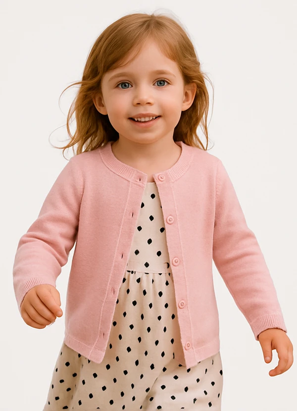 Anadoda - Cardigan Infantil Feminino Rosa 3