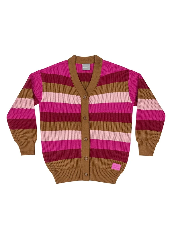 Quimby - Cardigan Listrado em Tricô Infantil Marrom