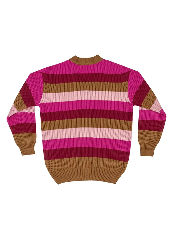 Quimby - Cardigan Listrado em Tricô Infantil Marrom 2