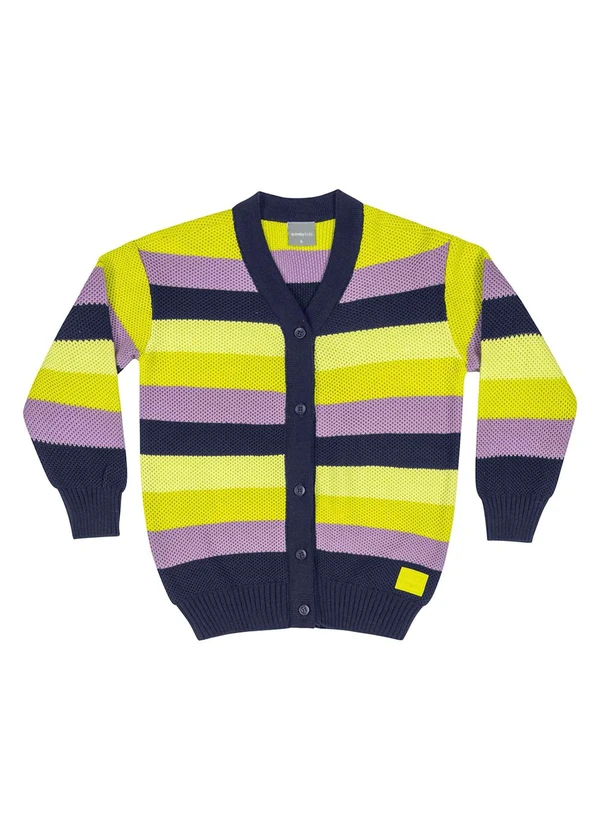Quimby - Cardigan Listrado em Tricô Infantil Roxo