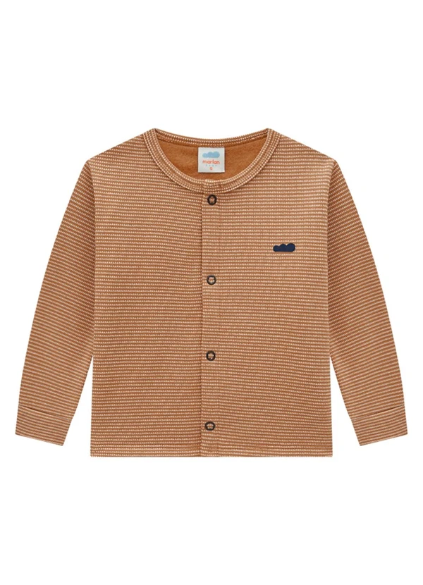 Marlan - Casaco Bebê Moletom Quadriculado Unissex Marrom