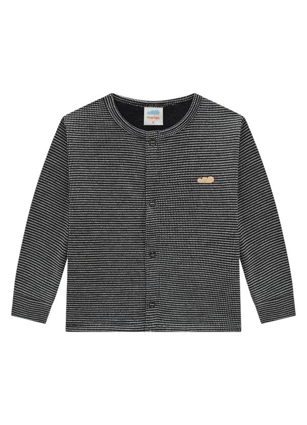 Marlan - Casaco Bebê Moletom Quadriculado Unissex Preto