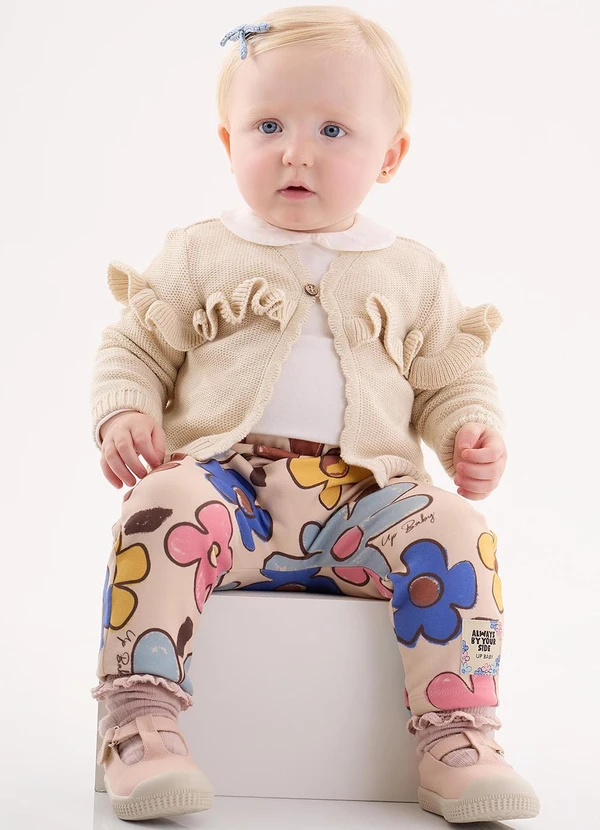 Up Baby - Casaco Cardigan em Tricô Bebê Menina Bege 2