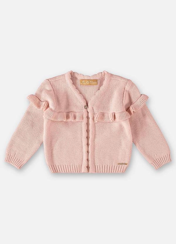 Up Baby - Casaco Cardigan em Tricô Bebê Menina Rosa