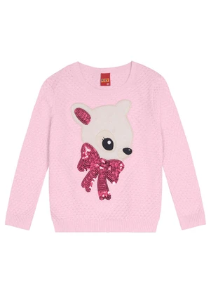 Kyly - Casaco com Bordado Menina Rosa - KYLY