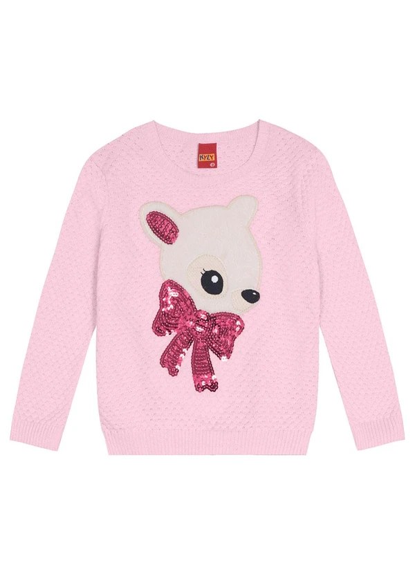 Kyly - Casaco com Bordado Menina Rosa