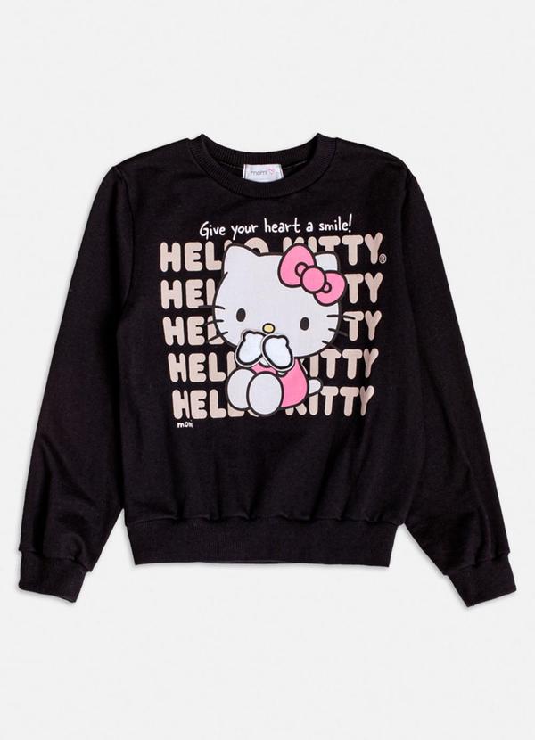 Momi - Casaco com Lettering da Hello Kitty Preto