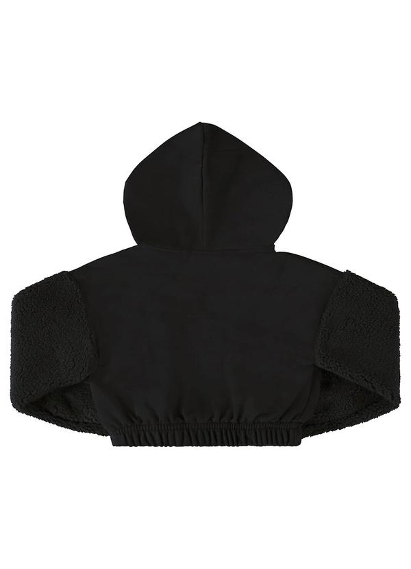 Gloss - Casaco Cropped em Moletom Juvenil Preto 4