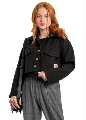 Gloss - Casaco Cropped Menina Infantil Preto - GLOSS