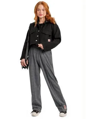 Gloss - Casaco Cropped Menina Infantil Preto - GLOSS
