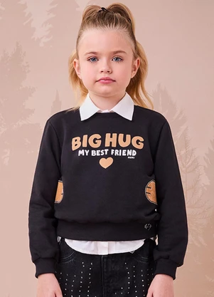 Momi - Casaco de Moletom com Patch Preto - MOMI