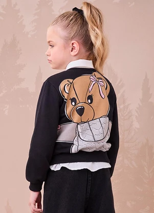 Momi - Casaco de Moletom com Patch Preto - MOMI