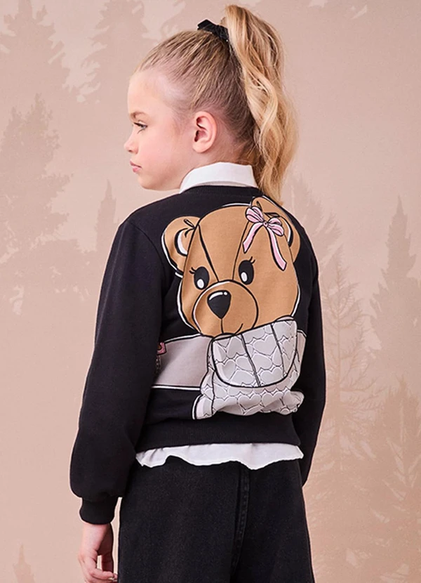 Momi - Casaco de Moletom com Patch Preto 2