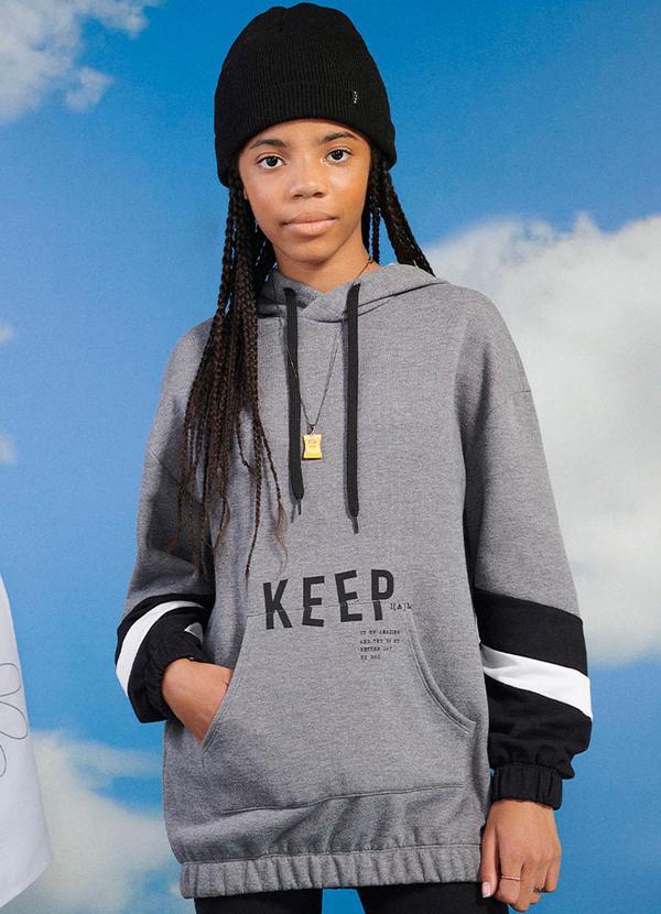 I Am - Casaco de Moletom Peluciado Cinza