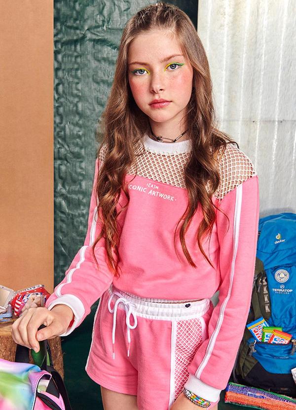 I Am - Casaco de Moletom Teen com Recortes Rosa