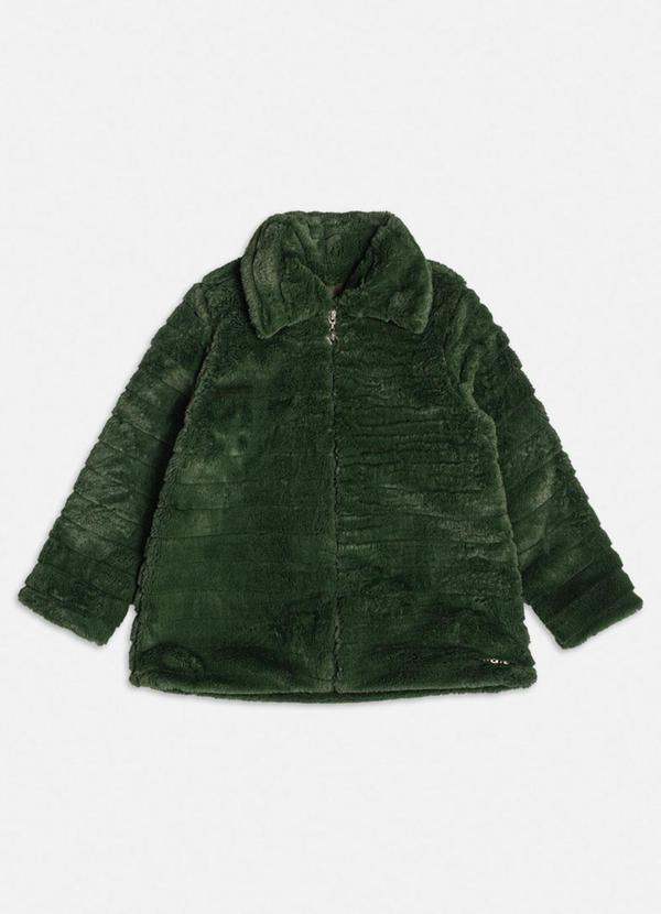 Momi - Casaco de Pelinhos com Zíper Verde