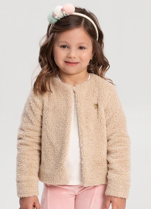 Alakazoo - Casaco de Pelo Carneirinho Infantil Menina Bege