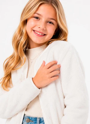 Rosa Azul - Casaco de Pelo Infantil para Meninas Off White - ROSA AZUL