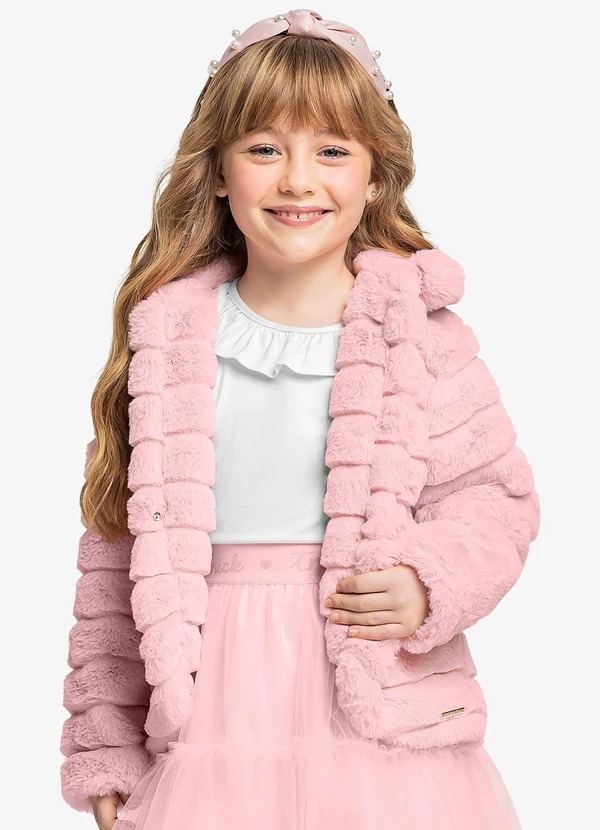 Trick Nick - Casaco de Pelo Stripe Rosa