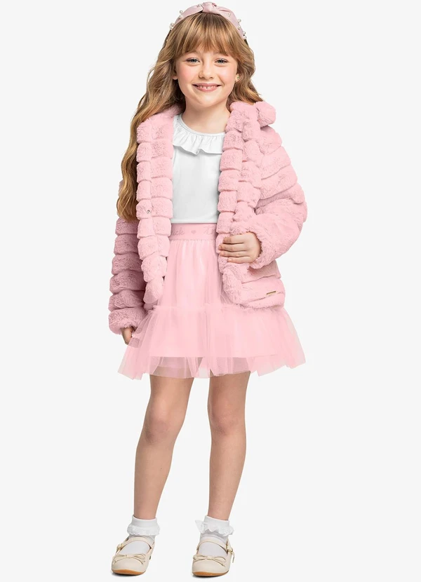 Trick Nick - Casaco de Pelo Stripe Rosa 3