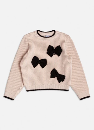 Momi - Casaco de Tricot com Laços Bege Bege - MOMI