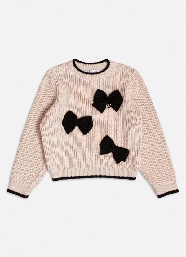 Momi - Casaco de Tricot com Laços Bege Bege