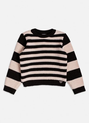 Momi - Casaco de Tricot Listrado Preto - MOMI