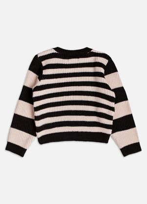 Momi - Casaco de Tricot Listrado Preto - MOMI