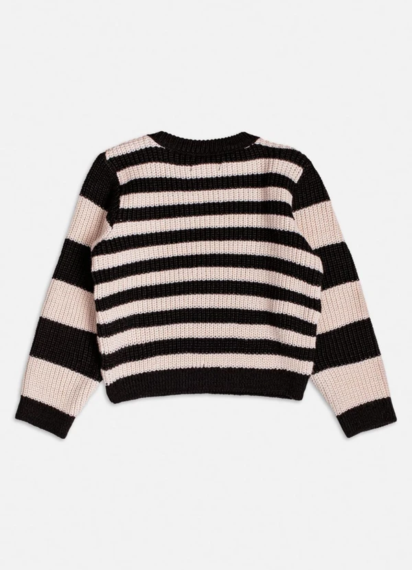 Momi - Casaco de Tricot Listrado Preto 2