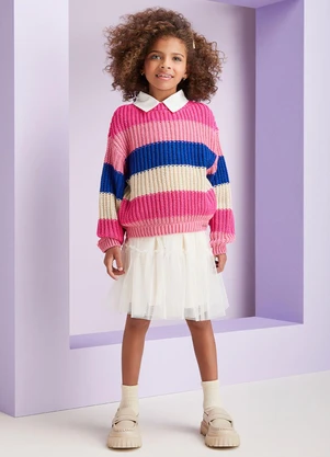Momi - Casaco de Tricot Listrado Rosa - MOMI