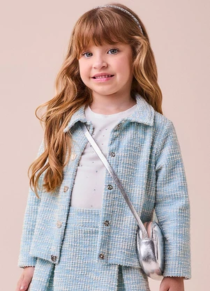 Momi - Casaco de Tweed Azul com Brilho Azul - MOMI