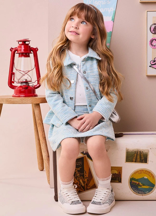 Momi - Casaco de Tweed Azul com Brilho Azul 3