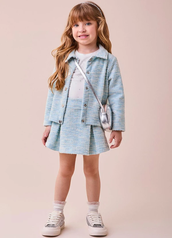 Momi - Casaco de Tweed Azul com Brilho Azul 4