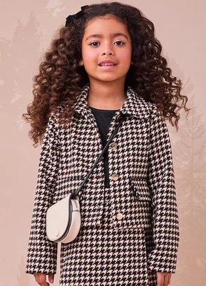 Momi - Casaco de Tweed Pied Coq Marrom - MOMI