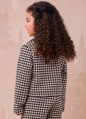 Momi - Casaco de Tweed Pied Coq Marrom - MOMI
