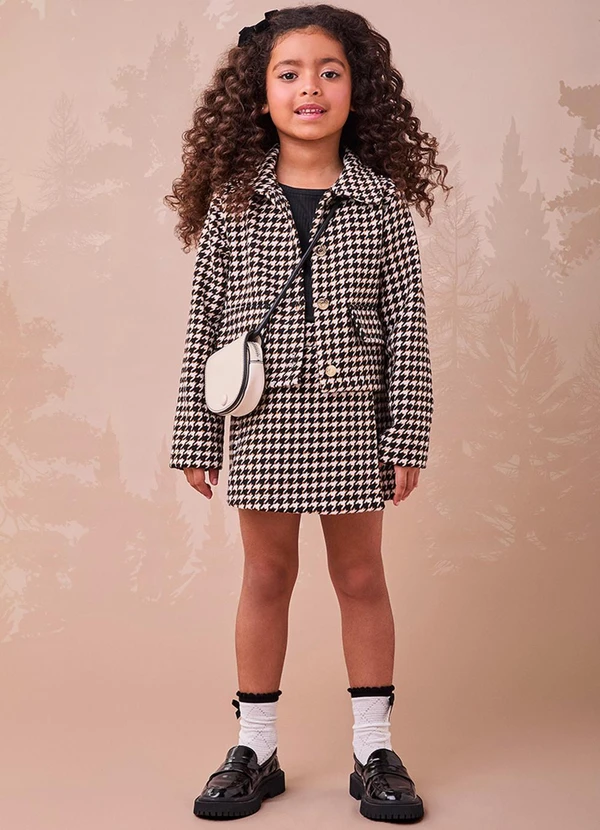 Momi - Casaco de Tweed Pied Coq Marrom 3