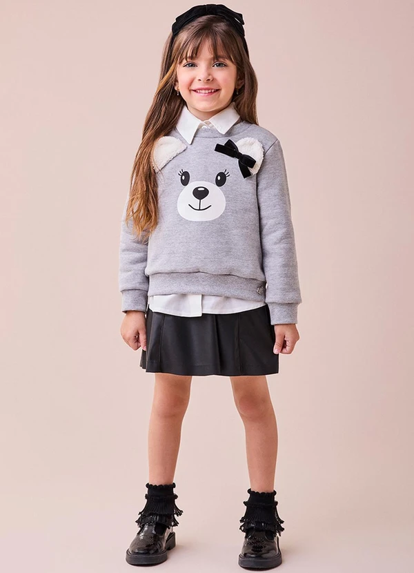 Momi - Casaco de Urso com Orelhas de Moletom Cinza 3