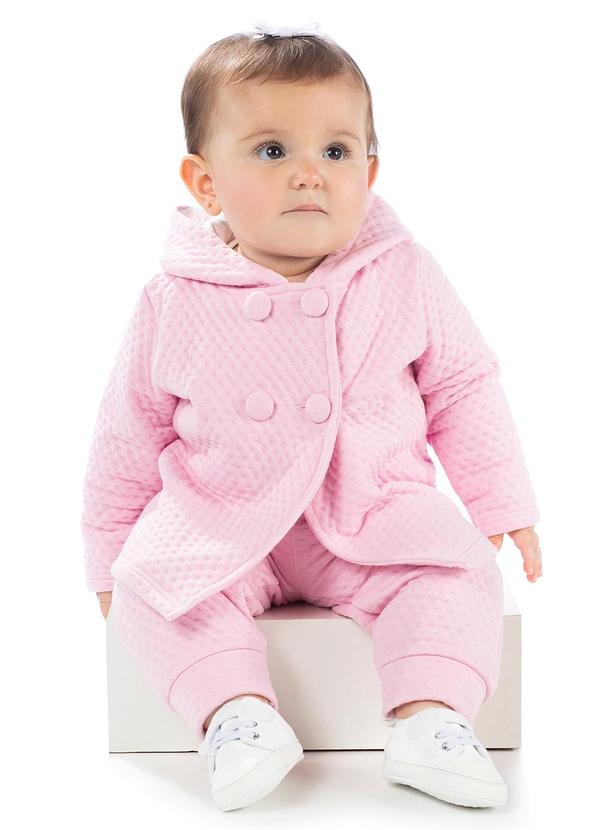 Amada - Casaco em Malha Matelassê Rosa