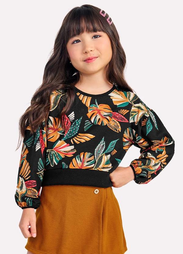 Nanai - Casaco em Moletom Infantil Menina Preto