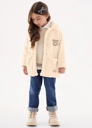 Up Baby - Casaco em Pu Infantil para Menina Bege - UP BABY