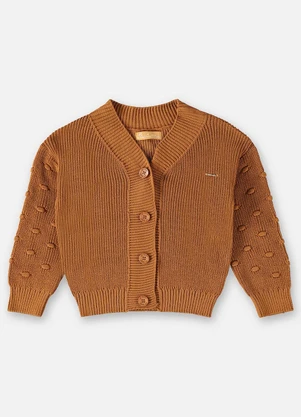 Up Baby - Casaco em Tricô Infantil Menina Marrom - UP BABY