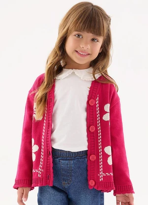 Up Baby - Casaco em Tricô Infantil para Meninas Rosa - UP BABY