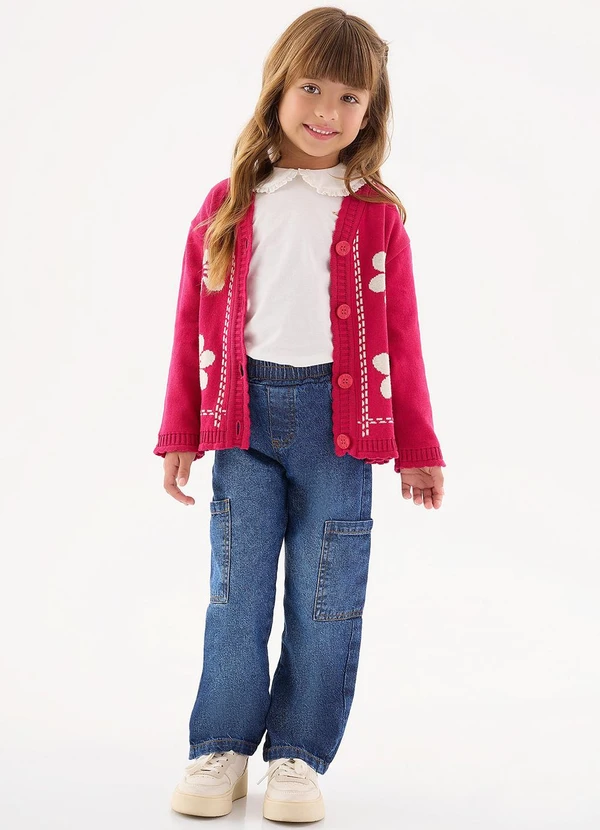 Up Baby - Casaco em Tricô Infantil para Meninas Rosa 2