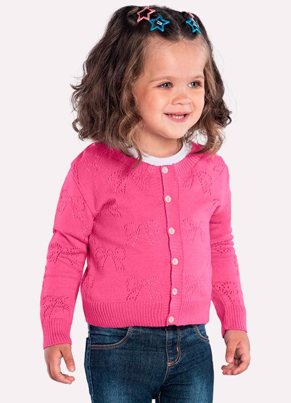Kyly - Casaco em Tricot Infantil Menina Rosa
