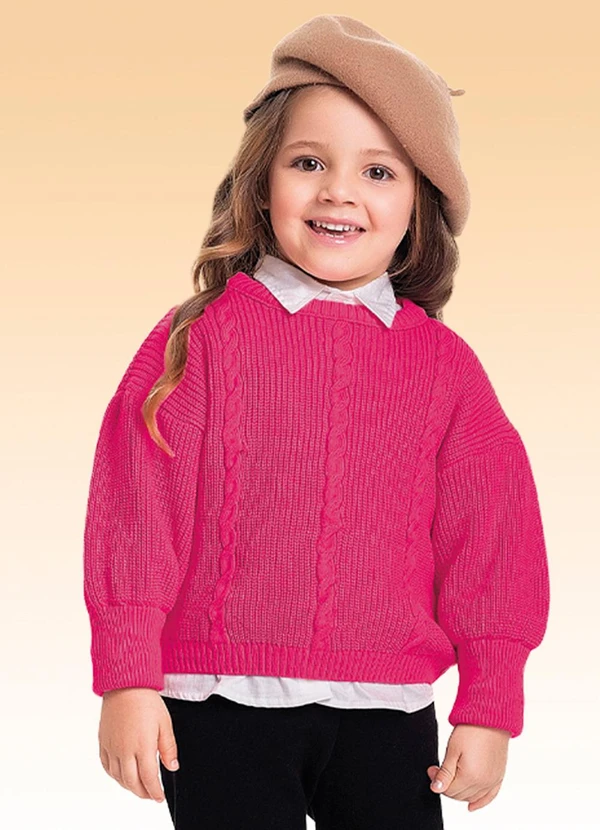 Fakini Kids - Casaco Fechado Tricot Rosa